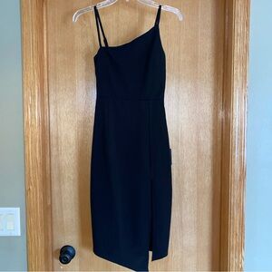 Lulus Shape the Night Asymmetrical Midi dress Women’s Small Black Sleeveless NWT